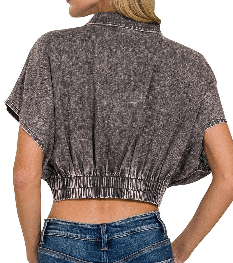 Axelle Washed Cropped Top
