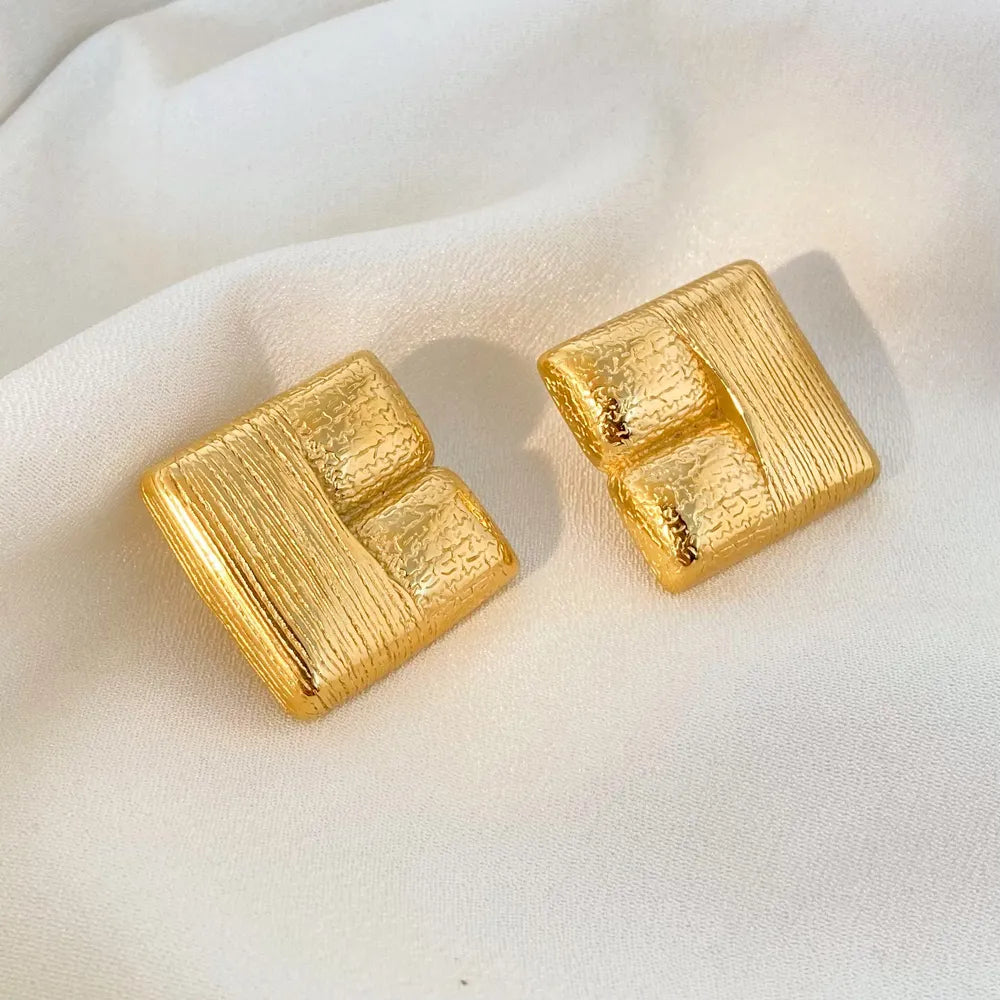 18K Gold Plated Square Earrings